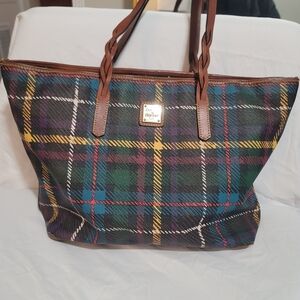 Dooney & Burke Vintage Multi Colored Tartan Braided Shopper